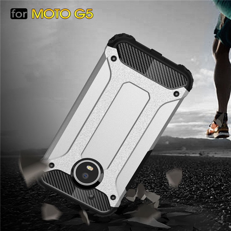 Armor Guard Plastic + TPU Hybrid Cover for Motorola Moto G5 - Silver-8