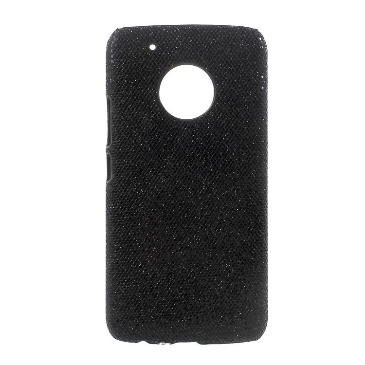 Flash Leather Coated PC Hard Cell Phone Case for Motorola Moto G5 Plus - Glitter Sequins / Black-1