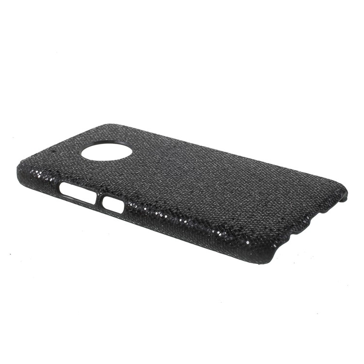 Flash Leather Coated PC Hard Cell Phone Case for Motorola Moto G5 Plus - Glitter Sequins / Black-3