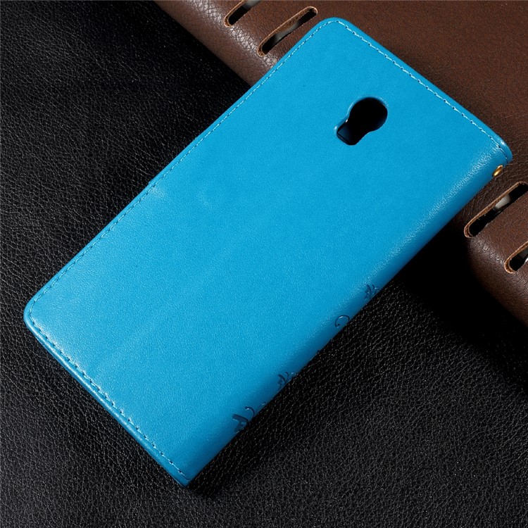 Wallet Leather Case with Imprinted Butterfly Flower for Lenovo Vibe P1 / P1 Turbo - Blue-2