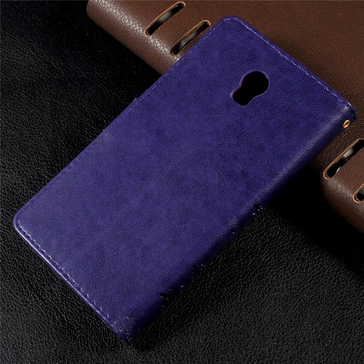 Imprinted Butterfly Flower Wallet Leather Protective Case for Lenovo Vibe P1 / P1 Turbo - Purple-2