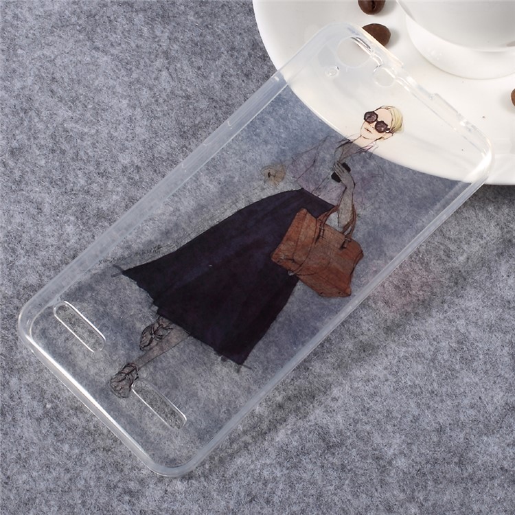 IMD Patterned Clear TPU Mobile Phone Case for Lenovo Vibe K5 - Stylish Girl-1