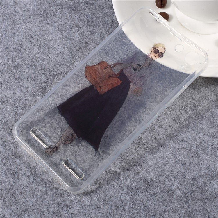 IMD Patterned Clear TPU Mobile Phone Case for Lenovo Vibe K5 - Stylish Girl-2