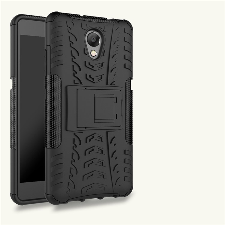 For Lenovo P2 Tyre Pattern 2-in-1 Kickstand PC + TPU Hybrid Case Cover - Black-11