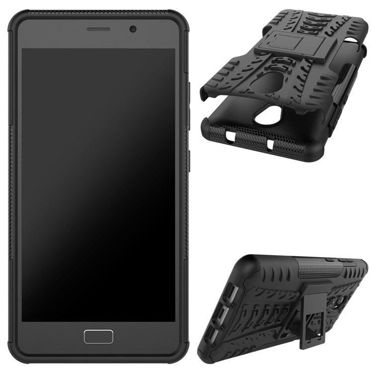 For Lenovo P2 Tyre Pattern 2-in-1 Kickstand PC + TPU Hybrid Case Cover - Black-2