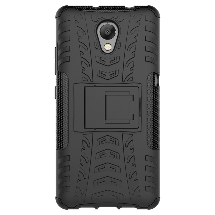 For Lenovo P2 Tyre Pattern 2-in-1 Kickstand PC + TPU Hybrid Case Cover - Black-3