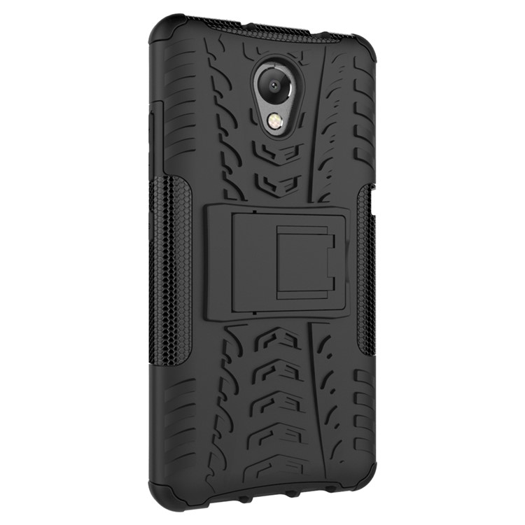 For Lenovo P2 Tyre Pattern 2-in-1 Kickstand PC + TPU Hybrid Case Cover - Black-4