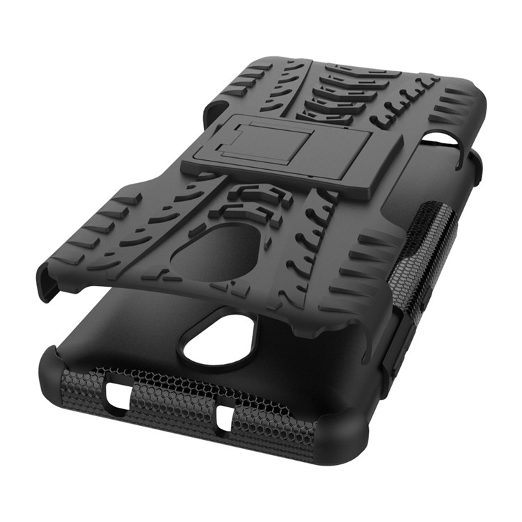 For Lenovo P2 Tyre Pattern 2-in-1 Kickstand PC + TPU Hybrid Case Cover - Black-7