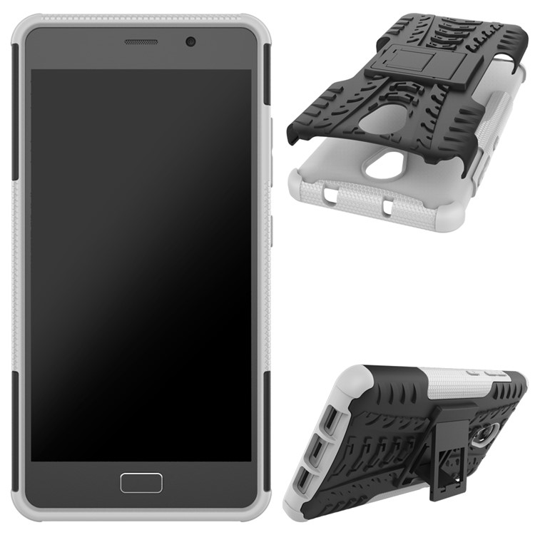 tire tiro padrão 2-dentro-1 kickstand PC + Caixa de telefone híbrido TPU para Lenovo P2 - branco-2