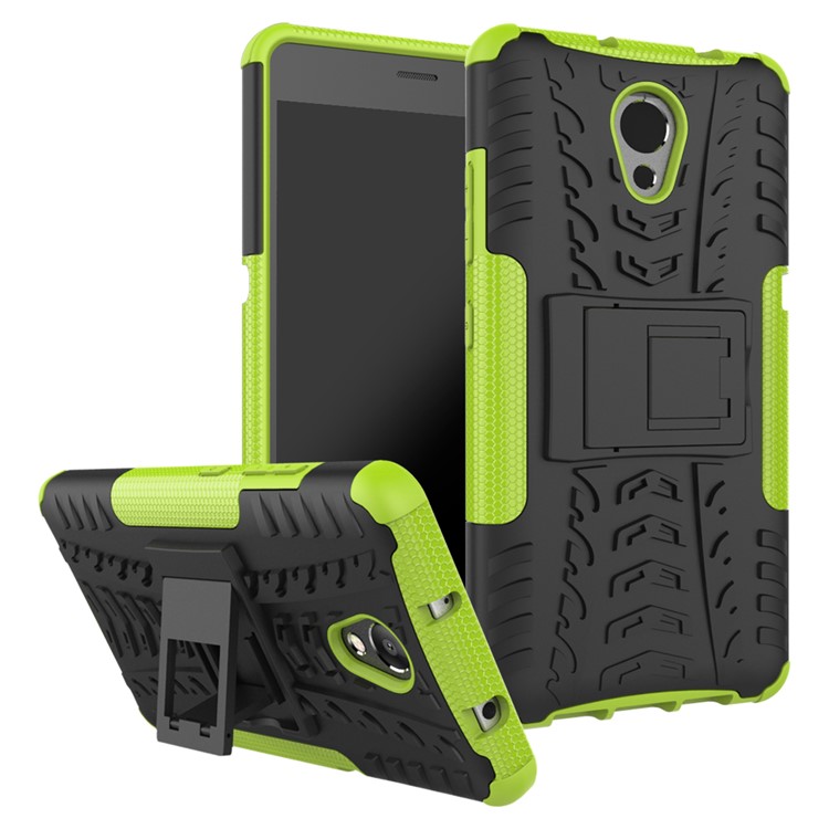 Tyre Pattern 2-in-1 Hybrid PC + TPU Mobile Case with Kickstand for Lenovo P2 - Green-1