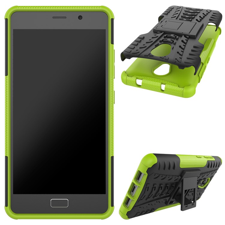 Tyre Pattern 2-in-1 Hybrid PC + TPU Mobile Case with Kickstand for Lenovo P2 - Green-2