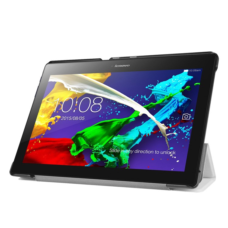 Flip Leather Tri-fold Stand Cover for Lenovo Tab 3 10 Plus Tablet - White-4