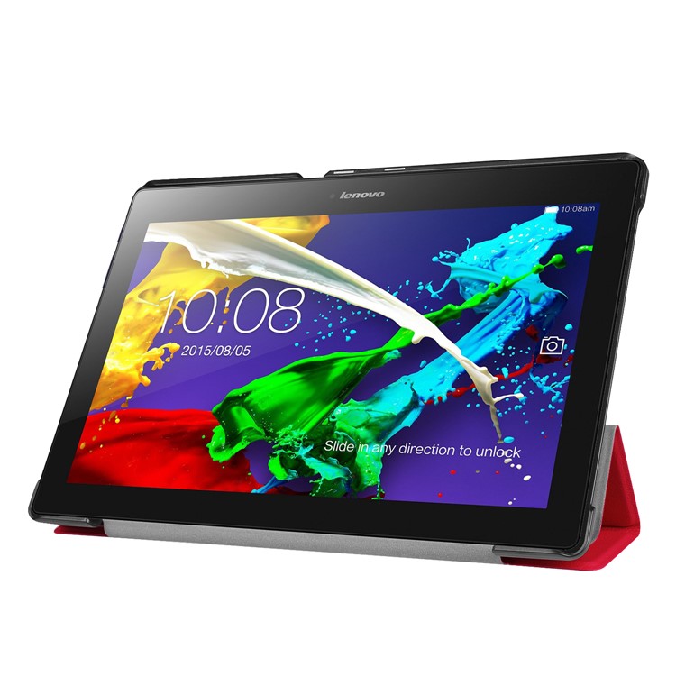 PU Leather Tri-fold Stand Tablet Case for Lenovo Tab 3 10 Plus Tablet - Red-4
