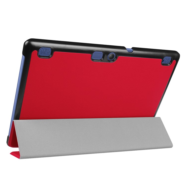 PU Leather Tri-fold Stand Tablet Case for Lenovo Tab 3 10 Plus Tablet - Red-5