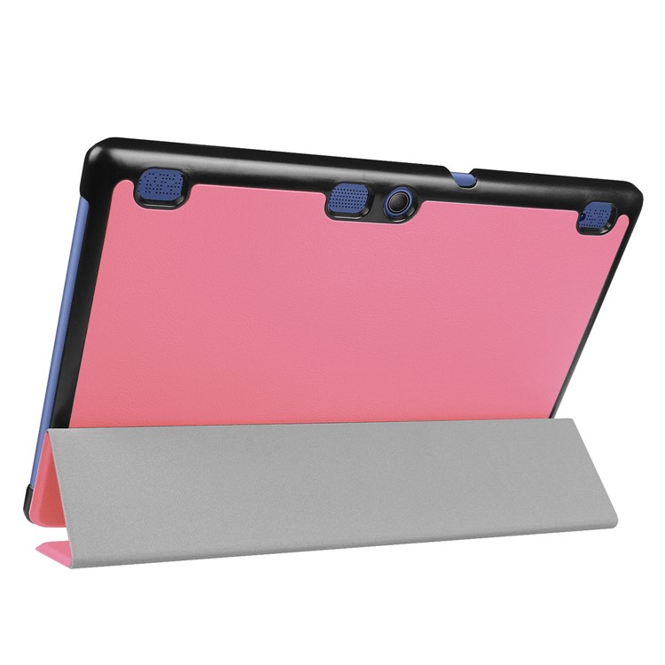 Tri-fold Stand Case Cover for Lenovo Tab 3 10 Plus Tablet (PU Leather + Plastic) - Pink-5