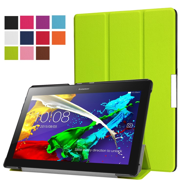 PU Leather Tri-fold Stand Flip Cover for Lenovo Tab 3 10 Plus Tablet - Green-1