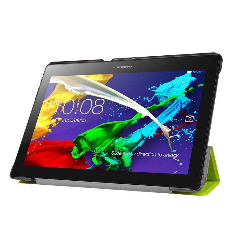 PU Leather Tri-fold Stand Flip Cover for Lenovo Tab 3 10 Plus Tablet - Green-4