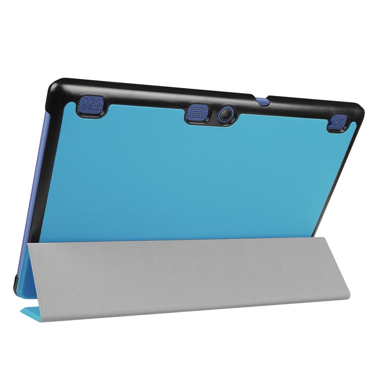 Tri-fold Leather Stand Protective Case for Lenovo Tab 3 10 Plus Tablet - Baby Blue-5