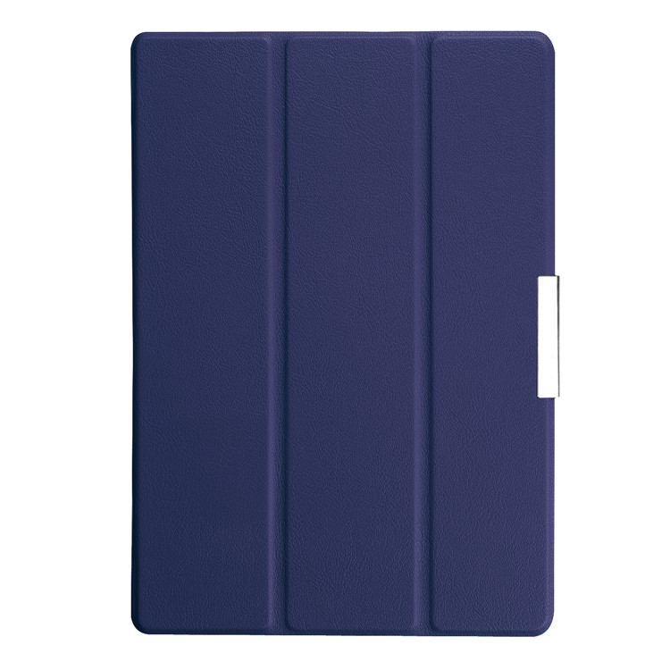 Tri-fold Stand PU Leather Protector Shell for Lenovo Tab 3 10 Plus Tablet - Dark Blue-2