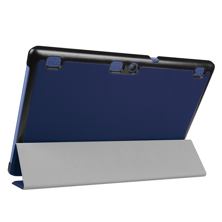 Tri-fold Stand PU Leather Protector Shell for Lenovo Tab 3 10 Plus Tablet - Dark Blue-5