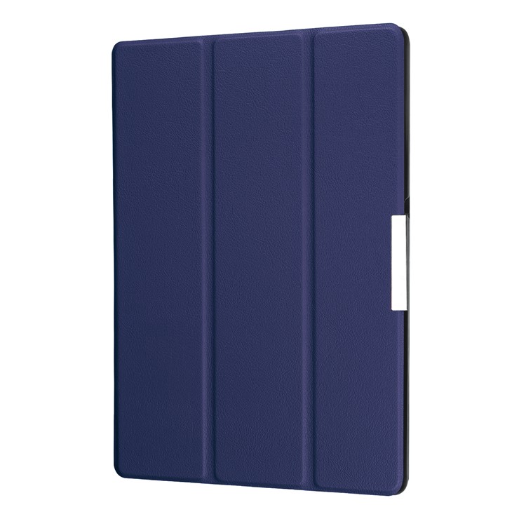 Tri-fold Stand PU Leather Protector Shell for Lenovo Tab 3 10 Plus Tablet - Dark Blue-6