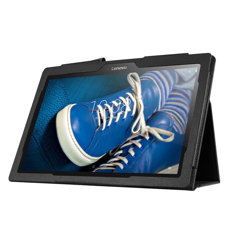 Litchi Grain PU Leather Flip Case Stand for Lenovo Tab 3 10 Plus Tablet - Black-7