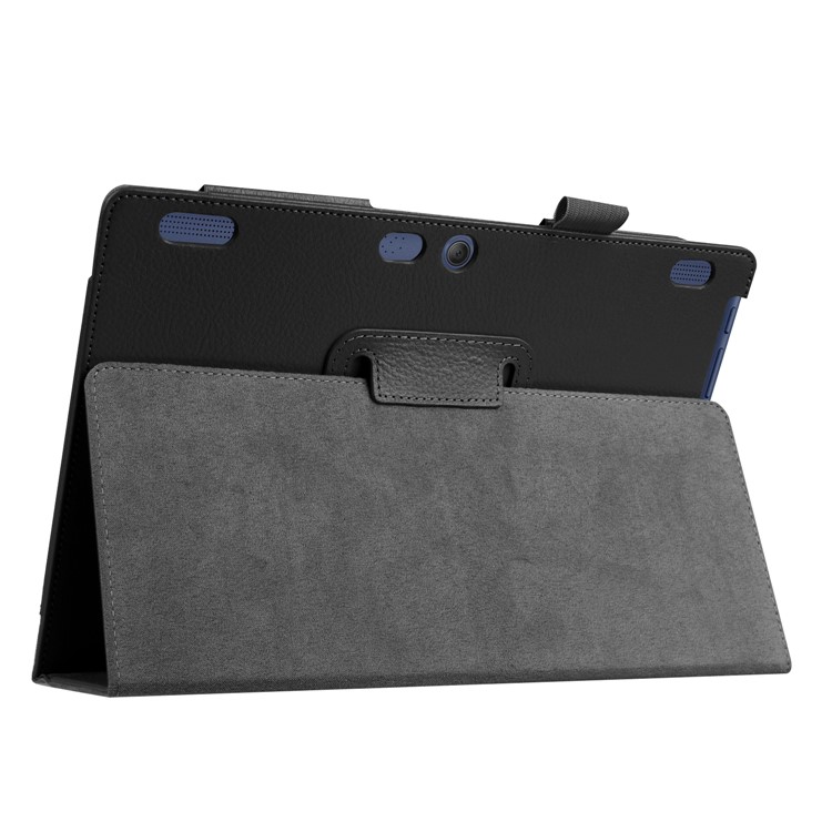 Litchi Grain PU Leather Flip Case Stand for Lenovo Tab 3 10 Plus Tablet - Black-8
