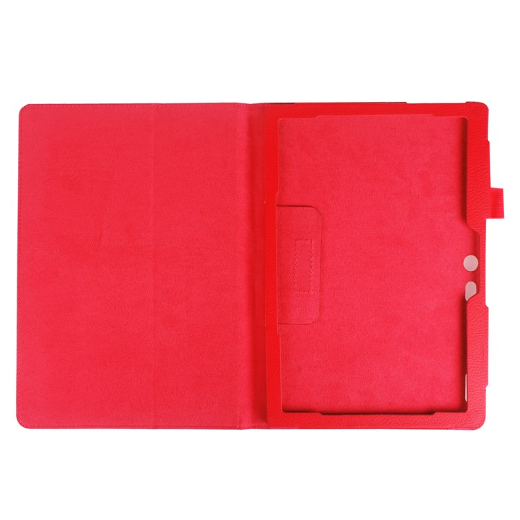 Litchi Grain Flip Stand PU Leather Cover Case for Lenovo Tab 3 10 Plus Tablet - Red-3