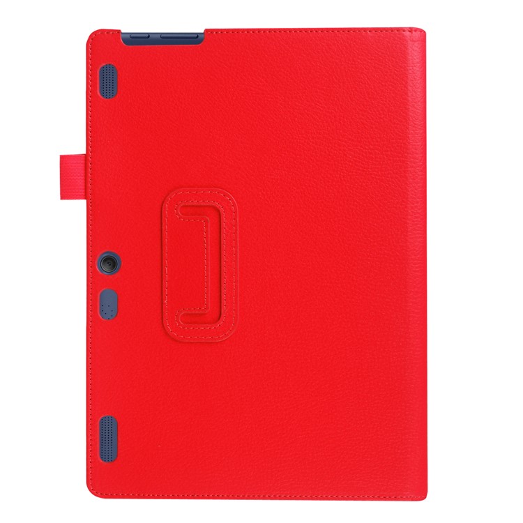 Litchi Grain Flip Stand PU Leather Cover Case for Lenovo Tab 3 10 Plus Tablet - Red-5