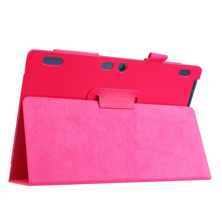 For Lenovo Tab 3 10 Plus Flip Stand Leather Tablet Case Litchi Grain - Rose-8