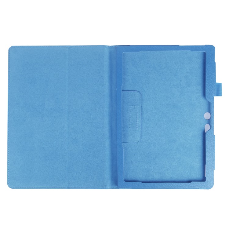 Litchi Grain Flip Stand PU Leather Shell for Lenovo Tab 3 10 Plus Tablet - Baby Blue-3