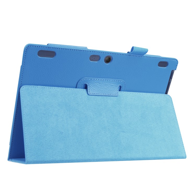 Litchi Grain Flip Stand PU Leather Shell for Lenovo Tab 3 10 Plus Tablet - Baby Blue-8