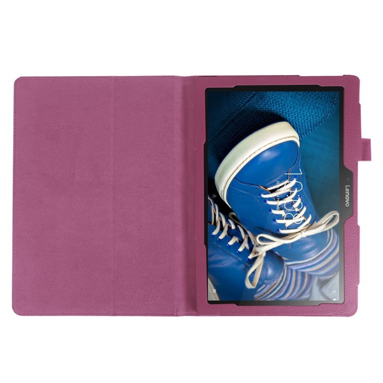 Litchi Grain PU Leather Stand Case Cover for Lenovo Tab 3 10 Plus Tablet - Purple-2