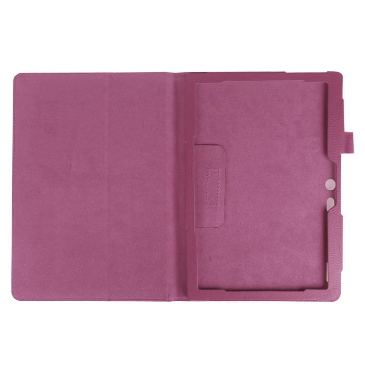 Litchi Grain PU Leather Stand Case Cover for Lenovo Tab 3 10 Plus Tablet - Purple-3