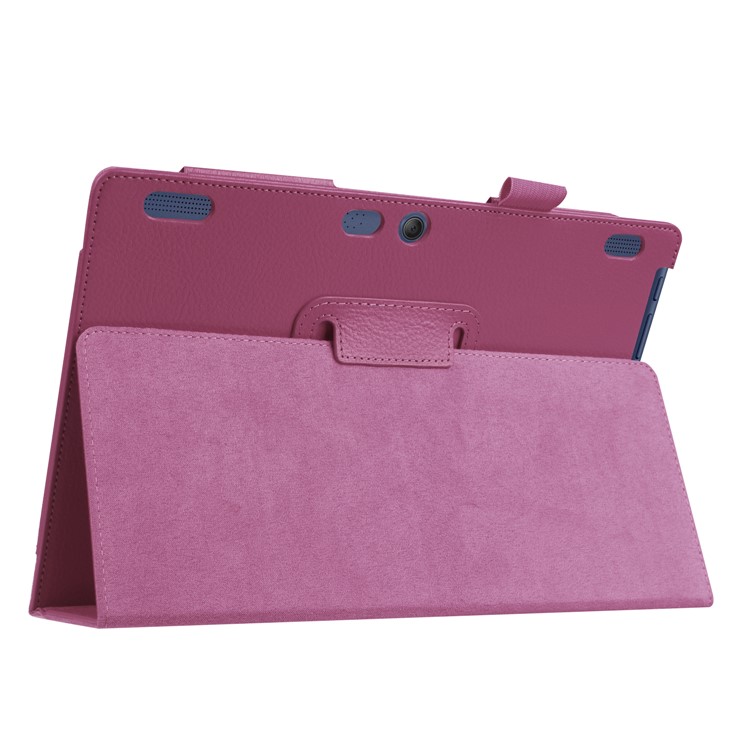 Litchi Grain PU Leather Stand Case Cover for Lenovo Tab 3 10 Plus Tablet - Purple-8