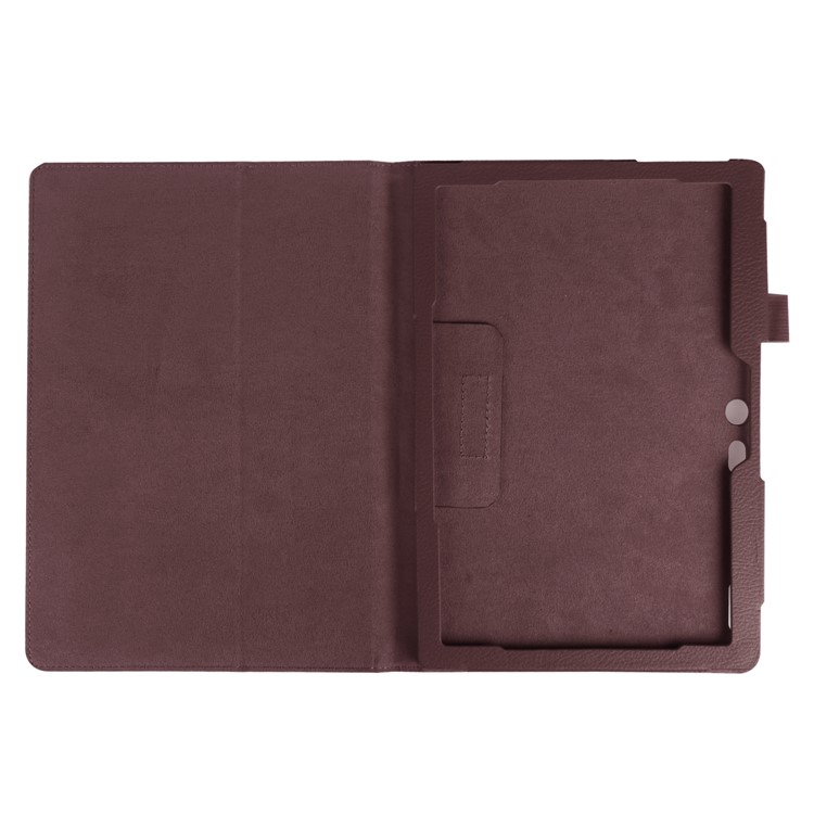 Litchi Grain Stand Leather Case Accessory for Lenovo Tab 3 10 Plus Tablet - Brown-3