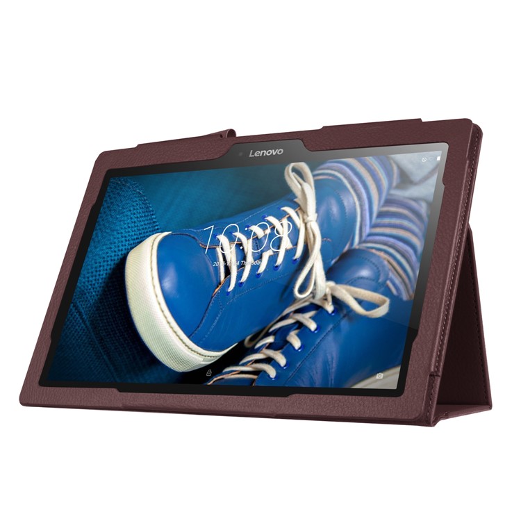 Litchi Grain Stand Leather Case Accessory for Lenovo Tab 3 10 Plus Tablet - Brown-7