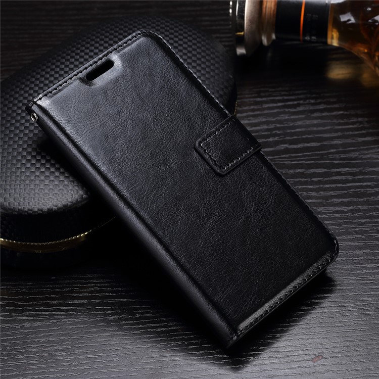 Crazy Horse Leather Wallet Case for Motorola Moto G5 - Black-1