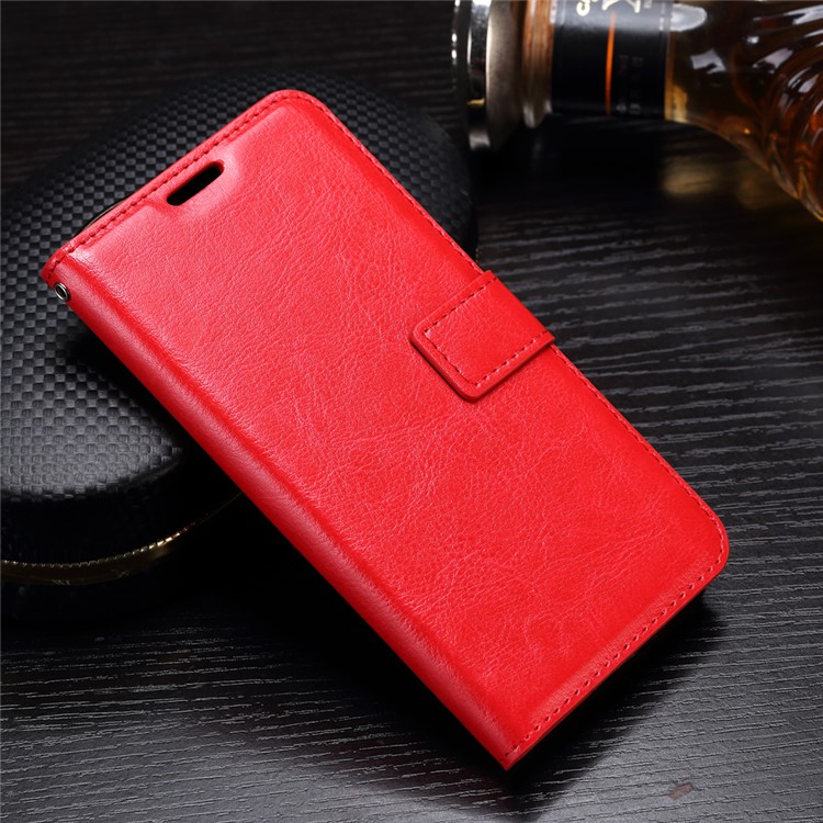 Crazy Horse Leather Wallet Cover Case for Motorola Moto G5 - Red-1