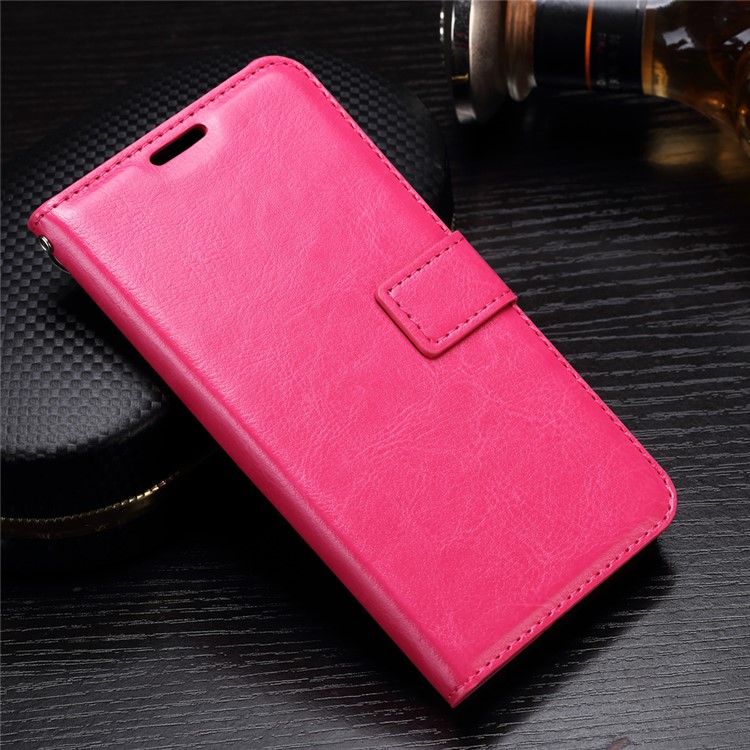 Crazy Horse Leather Wallet Case Cover for Motorola Moto G5 - Rose-1