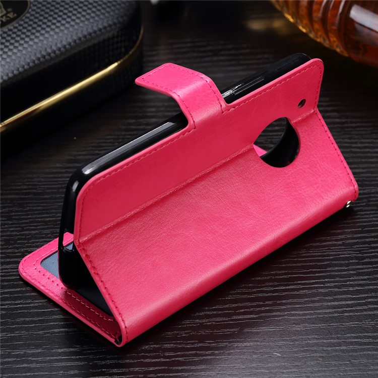 Crazy Horse Leather Wallet Case Cover for Motorola Moto G5 - Rose-3