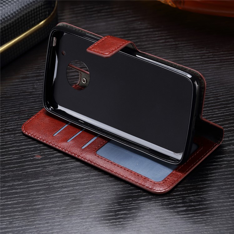 Crazy Horse Wallet Leather Stand Case for Motorola Moto G5 - Brown-10