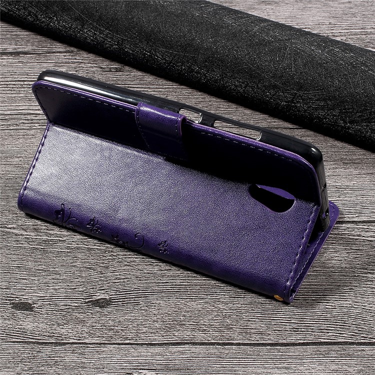 Imprinted Butterfly Flower Wallet Leather Protective Case for Lenovo P2 - Purple-4