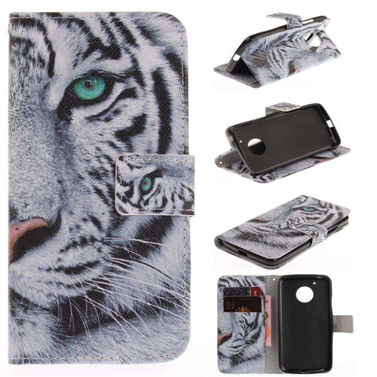 Pattern Printing Leather Wallet Case for Motorola Moto G5 - Tiger Pattern-1
