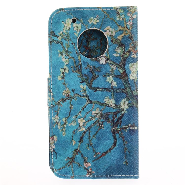 Pattern Printing Magnetic Leather Stand Case for Motorola Moto G5 Plus - Tree with Flowers-3