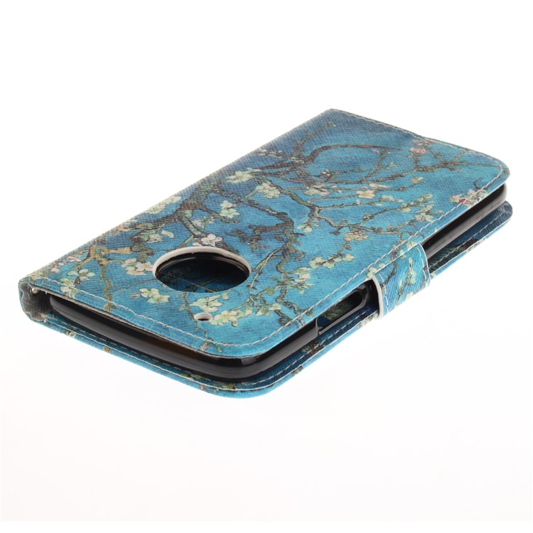 Pattern Printing Magnetic Leather Stand Case for Motorola Moto G5 Plus - Tree with Flowers-5