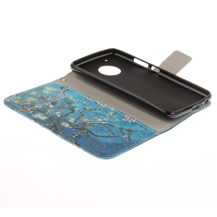 Pattern Printing Magnetic Leather Stand Case for Motorola Moto G5 Plus - Tree with Flowers-8