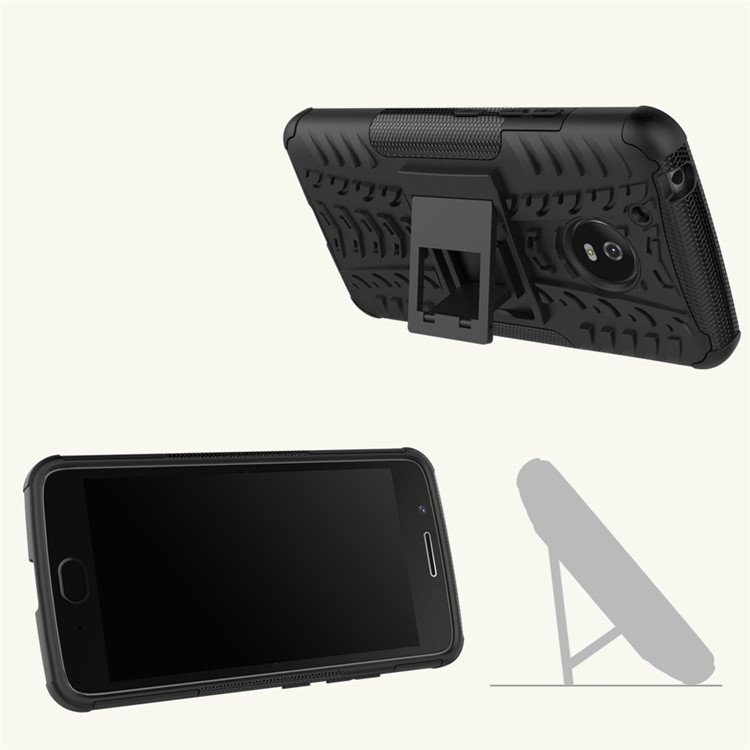 For Motorola Moto G5 Tyre Pattern Kickstand PC + TPU Back Case Accessory - Black-10