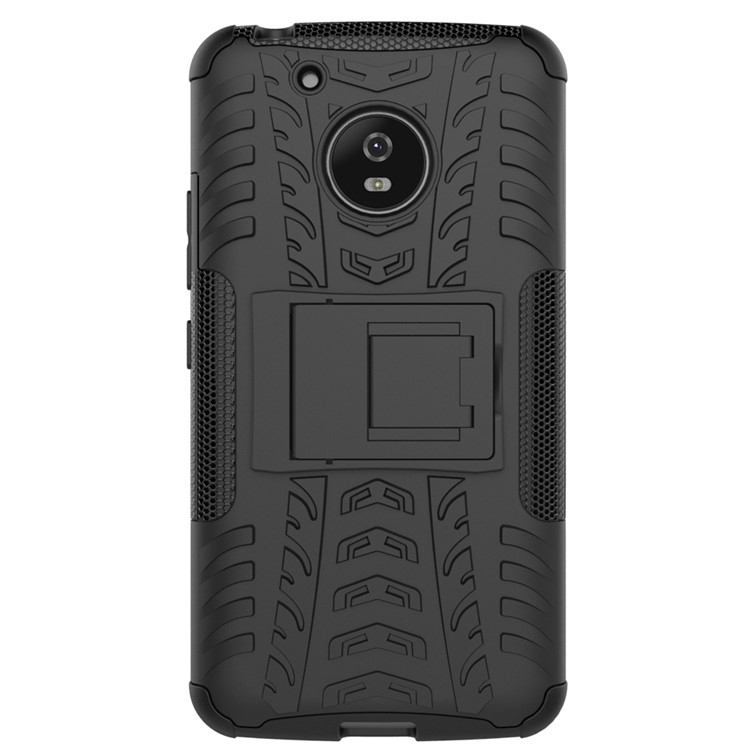 For Motorola Moto G5 Tyre Pattern Kickstand PC + TPU Back Case Accessory - Black-13