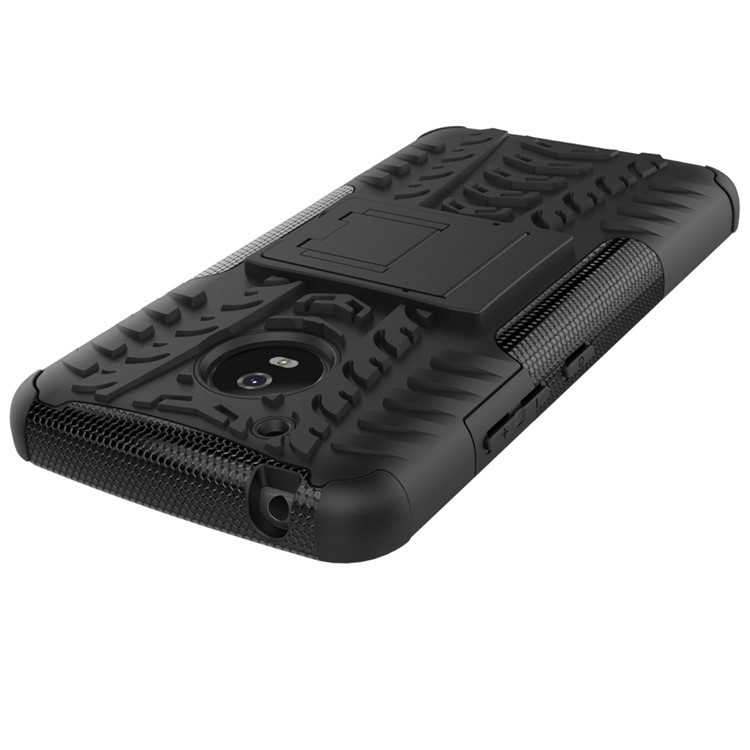 For Motorola Moto G5 Tyre Pattern Kickstand PC + TPU Back Case Accessory - Black-5